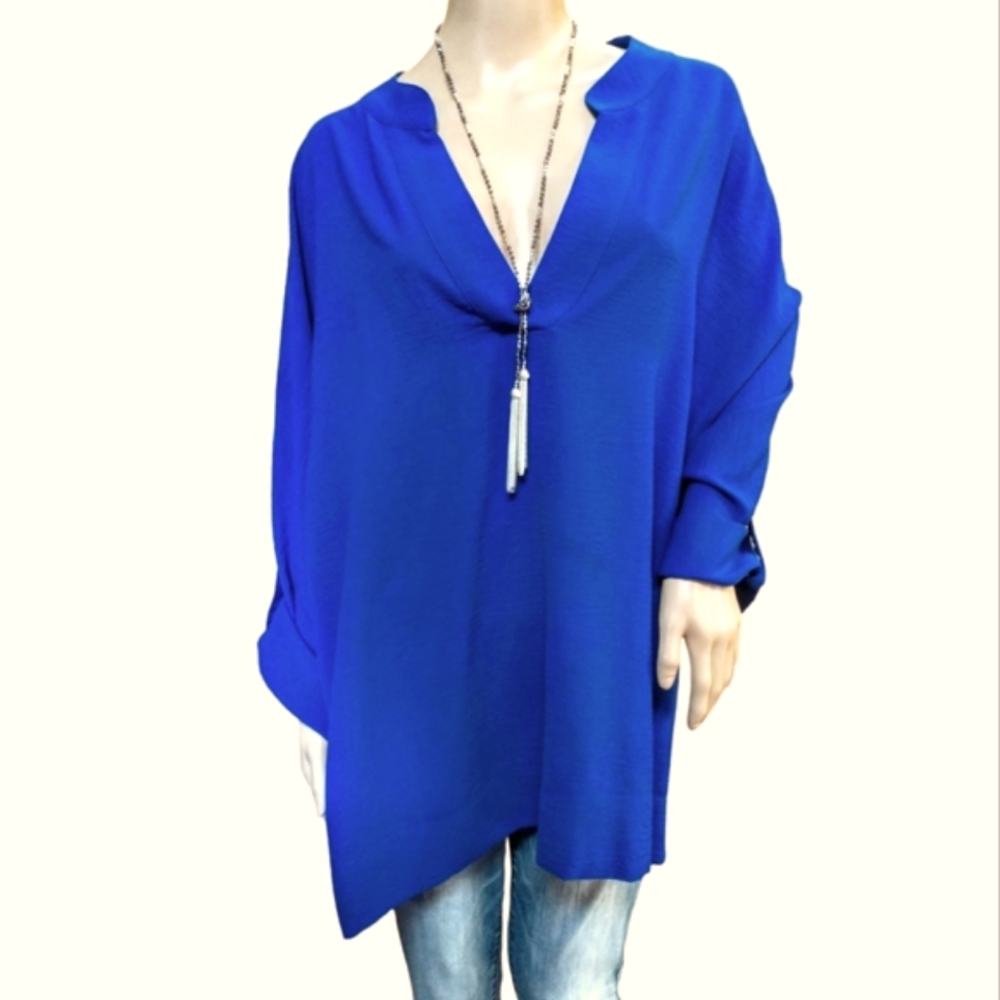 Calvin Klein Striking Blue V Neck Top Sz 3X